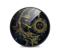 LDIYEU Black Moon Sun Round Wall Clock Circular Plate Silent Non Ticking Clocks for Kitchen Home Office Decor Boys Girls