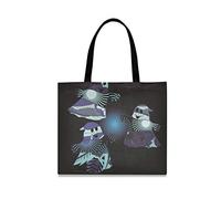 LDIYEU Black Party Ghost Foldable Shopping Tote Bag Reusable Grocery Portable Storage Shoulder Bags Women Girls Handbags