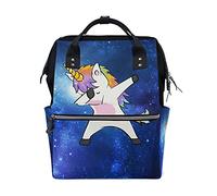 LDIYEU Blue Unicorn Diaper Bag Backpack Mom Bag Casual Lightweight Large Capacity for Travel Mammy Women Girls