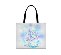 LDIYEU Dream White Horse Unicorn Foldable Shopping Tote Bag Reusable Grocery Portable Storage Shoulder Bags Women Girls Handbags