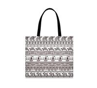 LDIYEU Ethnic Mexican Indian White Art Foldable Shopping Tote Bag Reusable Grocery Portable Storage Shoulder Bags Women Girls Handbags