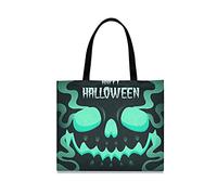 LDIYEU Green Halloween Ghost Foldable Shopping Tote Bag Reusable Grocery Portable Storage Shoulder Bags Women Girls Handbags
