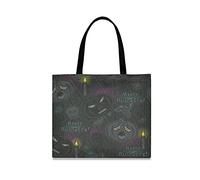 LDIYEU Halloween Black Ghost Foldable Shopping Tote Bag Reusable Grocery Portable Storage Shoulder Bags Women Girls Handbags