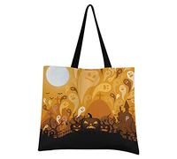 LDIYEU Halloween Ghost Night Foldable Shopping Tote Bag Reusable Grocery Portable Storage Shoulder Bags Women Girls Handbags