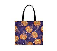 LDIYEU Halloween Pumpkin Ghost Bat Foldable Shopping Tote Bag Reusable Grocery Portable Storage Shoulder Bags Women Girls Handbags