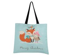 LDIYEU Merry Christmas Fox Owl Foldable Shopping Tote Bag Reusable Grocery Portable Storage Shoulder Bags Women Girls Handbags