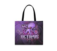 LDIYEU Purple Angry Octopus Foldable Shopping Tote Bag Reusable Grocery Portable Storage Shoulder Bags Women Girls Handbags