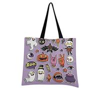 LDIYEU Purple Ghost Skull Scary Foldable Shopping Tote Bag Reusable Grocery Portable Storage Shoulder Bags Women Girls Handbags