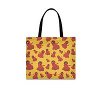 LDIYEU Red Yellow Ghost Foldable Shopping Tote Bag Reusable Grocery Portable Storage Shoulder Bags Women Girls Handbags