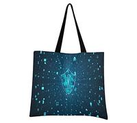 LDIYEU Shield Cyber Security Information Foldable Shopping Tote Bag Reusable Grocery Portable Storage Shoulder Bags Women Girls Handbags
