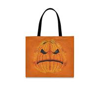 LDIYEU Skull Orange Ghost Foldable Shopping Tote Bag Reusable Grocery Portable Storage Shoulder Bags Women Girls Handbags