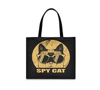 LDIYEU Spy Cat Eyeglasses Foldable Shopping Tote Bag Reusable Grocery Portable Storage Shoulder Bags Women Girls Handbags