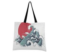 LDIYEU Sunset White Sea Wave Foldable Shopping Tote Bag Reusable Grocery Portable Storage Shoulder Bags Women Girls Handbags