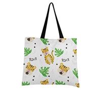 LDIYEU Watercolor Cute Tiger Pattern Foldable Shopping Tote Bag Reusable Grocery Portable Storage Shoulder Bags Women Girls Handbags
