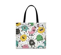 LDIYEU White Ghost Monsters Foldable Shopping Tote Bag Reusable Grocery Portable Storage Shoulder Bags Women Girls Handbags