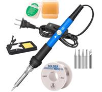 LDK - 60W Soldering Iron Kit, 110V Soldering Iron with 5 Soldering Tips, Solder Wire, Adjustable Temperature Soldering Tools, Fast Heating, Electronic Repair, Kit