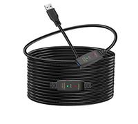LDKCOK 50ft Active USB 3.0 Extension Cable, USB Type A Male to Female Extender Cord with Dual Signal Boosters and 5V/2A Power Port, 5Gbps Data Sync, Compatible with VR Headsets, Webcams, Hard Drives