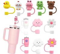 LDKEDKF 11Pcs Straw Cover for Stanley Cup, Silicone Straw Topper for Stanley Cup 30&40oz with Tumblers, 10mm 0.4in Lid Accessories (Reusable)