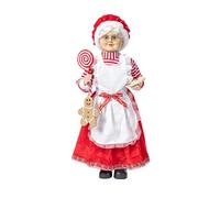LDKFLKR 18-InchResin Statue Santa Figurine Christmas, Christmas Mrs, Gingerbread Man and Cookies, Festive Holiday Decoration Ornament Xmas Gift, Claus Doll with Lollipop