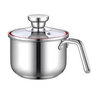 LDKFLKR Stainless Steel Milk Pot, Saucepan with Glass Lid, Small Induction Cooking Pot with Ergonomic Handle, Small Pan for Making Sauce, Warming Milk, Boiling Eggs, Dishwasher Safe,1.3QT