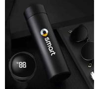 LDKH Insulated Mug for Smart 451 Brabus 453 Fortwo Forfour, 500 ml Water Bottle, Coffee Travel Mug, Portable with Smart LCD Touchscreen, Thermos Water Cup,500 ml-Black