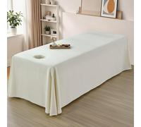 LDLCYCN 2Pcs Massage Bed Cover With/Without Hole Massage Spa Table Bed Sheet Full Wrap Massage Table Skirt Spa Bed Cover with Skirt Beauty Massage SPA Couch Cover Washable,Beige(H),80 * 190cm