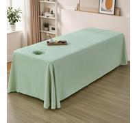 LDLCYCN 2Pcs Massage Bed Cover With/Without Hole Massage Spa Table Bed Sheet Full Wrap Massage Table Skirt Spa Bed Cover with Skirt Beauty Massage SPA Couch Cover Washable,Green(H),80 * 190cm