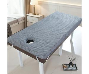 LDLCYCN A/gray,190 * 70cm(S), Memory Foam Massage Table Mattress Topper Thick 6Cm Latex Lash Bed Cushion with Elastic Band Spa Bed Mattress Pad with Face Hole Square/Round/Trapezoidal Head