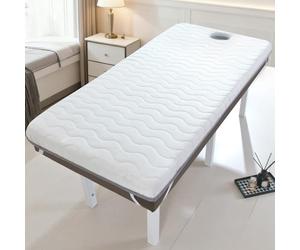 LDLCYCN A/white,190 * 70cm(R), Memory Foam Massage Table Mattress Topper Thick 6Cm Latex Lash Bed Cushion with Elastic Band Spa Bed Mattress Pad with Face Hole Square/Round/Trapezoidal Head