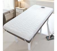 LDLCYCN A/white,190 * 70cm(S), Memory Foam Massage Table Mattress Topper Thick 6Cm Latex Lash Bed Cushion with Elastic Band Spa Bed Mattress Pad with Face Hole Square/Round/Trapezoidal Head