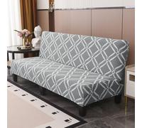 LDLCYCN B,Large, Armless Sofa Bed Cover Stretch Futon Slipcover Milk Silk Fabric Folding Sofa Couch Cover Futon Cover with Printed Furniture Protector for Sofa without Armrest