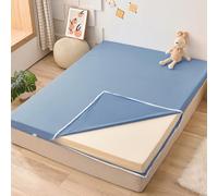 LDLCYCN BlueB,135x200cm, 100% Cotton Floor Futon Mattress Cover with Zipper Queen King Size Japanese Traditional Futon Mattress Cover Dustproof Bed Cover Full Wrap Mattress Protector Washable