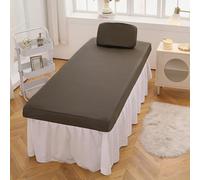 LDLCYCN Brown,70 * 185cm, Waterproof Massage Bed Cover PU Leather Oilproof Massage Table Fitted Sheet with Elastic Band All-Round Wrap Spa Bed Cover for Grafting Eyelash Bed Massage SPA Beauty