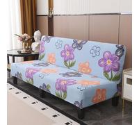 LDLCYCN E,Large, Armless Sofa Bed Cover Stretch Futon Slipcover Milk Silk Fabric Folding Sofa Couch Cover Futon Cover with Printed Furniture Protector for Sofa without Armrest