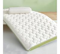 LDLCYCN Green/10cm,150x200cmQUEEN, Futon Mattress Topper Japanese Floor Mattress Thick 6Cm/10Cm Quilted Bed Mattress Topper Foldable Tatami Mat Breathable Sleeping Bed Pad for Guest Dormitory Camping