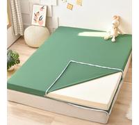 LDLCYCN GreenB,135x200cm, 100% Cotton Floor Futon Mattress Cover with Zipper Queen King Size Japanese Traditional Futon Mattress Cover Dustproof Bed Cover Full Wrap Mattress Protector Washable