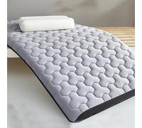 LDLCYCN Grey/6cm,150x200cmQUEEN, Futon Mattress Topper Japanese Floor Mattress Thick 6Cm/10Cm Quilted Bed Mattress Topper Foldable Tatami Mat Breathable Sleeping Bed Pad for Guest Dormitory Camping