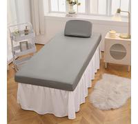 LDLCYCN Grey,70 * 185cm, Waterproof Massage Bed Cover PU Leather Oilproof Massage Table Fitted Sheet with Elastic Band All-Round Wrap Spa Bed Cover for Grafting Eyelash Bed Massage SPA Beauty