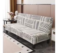 LDLCYCN H,Large, Armless Sofa Bed Cover Stretch Futon Slipcover Milk Silk Fabric Folding Sofa Couch Cover Futon Cover with Printed Furniture Protector for Sofa without Armrest