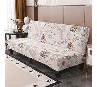 LDLCYCN K,Large, Armless Sofa Bed Cover Stretch Futon Slipcover Milk Silk Fabric Folding Sofa Couch Cover Futon Cover with Printed Furniture Protector for Sofa without Armrest