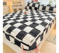 LDLCYCN Luxury Mattress Cover King Queen Size Velvet Mattress Protector Warm Fitted Sheet Soft Comfortable Mattress Pad Cover with Elastic Band Full Wrap for Winter Washable,dark gray,180*200cm(KING)