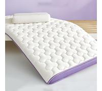 LDLCYCN Purple/6cm,150x200cmQUEEN, Futon Mattress Topper Japanese Floor Mattress Thick 6Cm/10Cm Quilted Bed Mattress Topper Foldable Tatami Mat Breathable Sleeping Bed Pad for Guest Dormitory Camping
