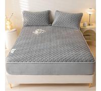 LDLCYCN Thicken Fitted Sheet Milk Velvet Mattress Protector Warm Soft Mattress Cover 12In Deep Pocket Mattress Pad Cover Skin Friendly Mattress Topper Washable for Dormitory,grey,120x200cm(full)