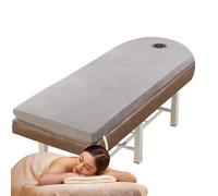 LDLCYCN Thicken Massage Table Topper Memory Foam with Hole on Face 8Cm Spa Bed Padding with Elastic Band Non-Slip Lash Bed Cushion Massage Bed Mattress Pad Trapezoidal Head,Gray(R),190 * 80cm
