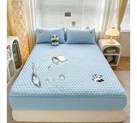 LDLCYCN Waterproof Mattress Protector Queen Size Quilted Mattress Bed Cover Cotton Mattress Topper Dust Cover Washable 10 in Deep Pocket Elastic Band Dormitory Mattress Pad,blue,1.8 * 2m(king)