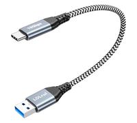 LDLrui Short USB 3.2 Gen 2 A to USB C Cable [10Gbps, 0.3M], SuperSpeed USB Data Transfer Cable, 3.1A Fast Charging Android Sync Charge Cord for Samsung/Sandisk Portable SSD, Galaxy S21/S20,Power Bank