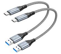 LDLrui USB 3.1 Gen 2 to USB C Cable, USB A to USB C 10Gbps Data Sync & 3A Type C Charger Fast Charging Cord for Samsung Galaxy S24/S21, iPhone 15/15 Pro, GoPro, Power Bank Black & White, 1FT, 2Pack