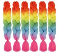 LDMY Braiding Hair-6pcs/pack 5 Ombre Colors Rainbow Hair Braiding Kit, Braid Hair Extensions Synthetic Kanekalon Hair for Braiding 100g/pc