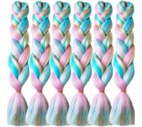 LDMY Braiding Hair- 6Pcs/pack Mixed Pink Blue Yellow Jumbo Braid Hair Extensions Synthetic Hair for Braiding 100g/pc