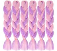 LDMY Braiding Hair- 6pcs/pack Mixed Purple Pink Jumbo Braid Hair Extensions Synthetic Kanekalon Hair for Braiding100g/pc